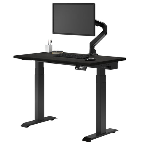 Desky Dual Mini Bamboo Sit Stand Desk 80cm (Dark Bamboo Desktop/Matte Black Frame)