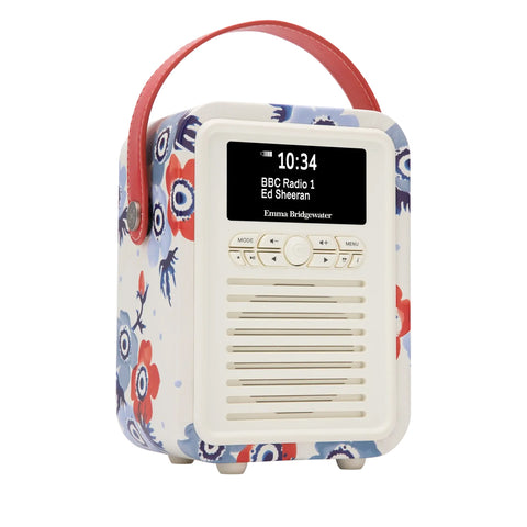 VQ Retro Mini DAB Radio Emma Bridgewater Anemone Bluetooth Alarm 60 Presets