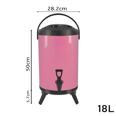 SOGA Insulated Stainless Steel Beverage Dispenser with Faucet 18L (Pink)