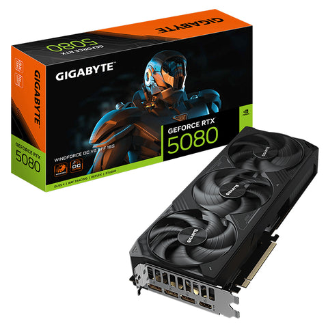 Gigabyte GeForce RTX 5080 Windforce V2 SFF 16G OC Graphics Card (N5080WF3OCV2-16GD)