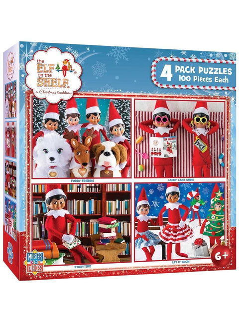 Christmas Warehouse - XMTY2426 Official Elf On The Shelf 4 Pack Jigsaw Puzzles | 100 Pieces Each Various