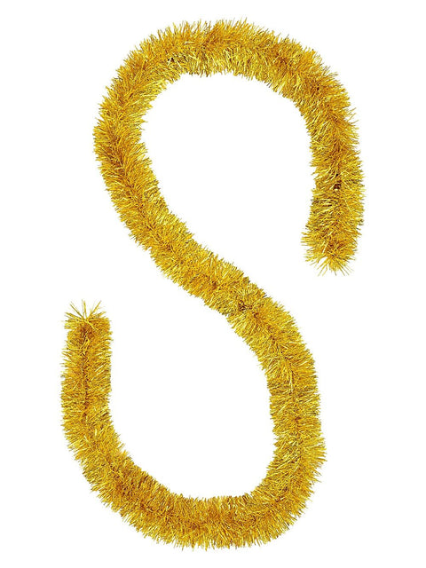 Christmas Warehouse - TINN2606 Classic 5ply Gold Metallic Spruce Christmas Tinsel Garland | 2m x 80mm Metallic Gold