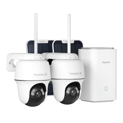 Reolink 4K PT Wireless Security System Solar Wi-Fi Camera + Home Hub  - 2 Pack