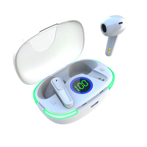 Laser TWS Earbuds with LED Display (White)