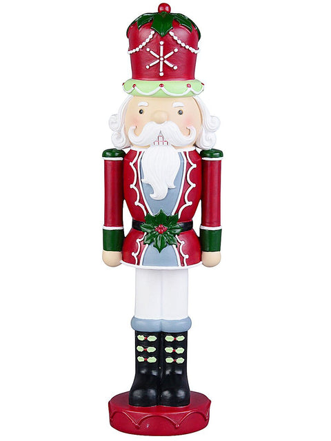 Christmas Warehouse - ORNM2503 27cm Traditional Aristocrat Nutcracker Soldier Resin Figurine Red with White, Green, Black & Grey