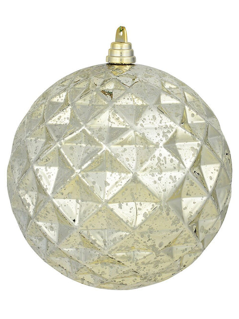 Christmas Warehouse - DECRH112 Champagne Mercury Majestic Diamond Textured Large Display Bauble | 20cm Champagne