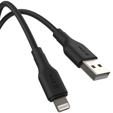 EFM USB-A to Lightning Braided Charging and Data 1M Cable (Black)