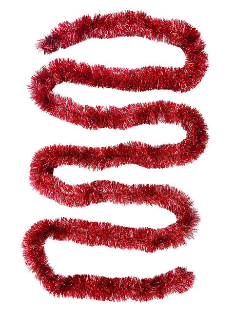 Christmas Warehouse - TINN4118 Premium 8ply Red Metallic Fir Christmas Tinsel Garland | 5m x 10cm Red