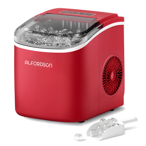 ALFORDSON Portable Ice Maker Machine Countertop 12kg Ice Cube Tray (Red)