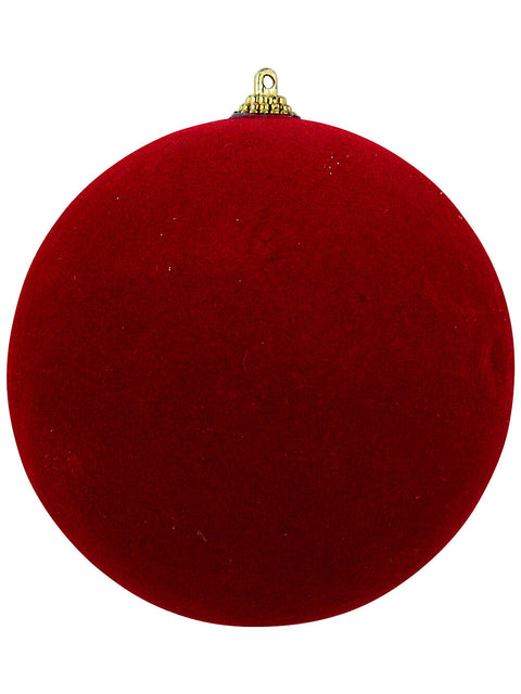 Christmas Warehouse - DECR2633 Classic Cherry Red Grand Matte Velvet Flocked Bauble | 12cm Red