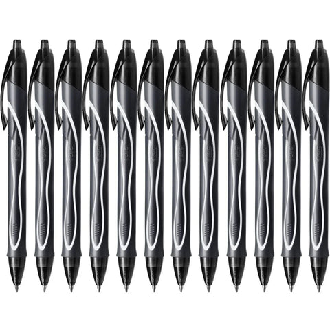 Bic Gelocity Retractable Quick Dry Gel Pen Medium 0.7mm Box of 12 (Black)