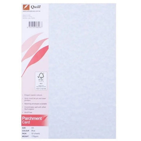 Quill Parchment Card 176GSM A4 Blue Pack 50