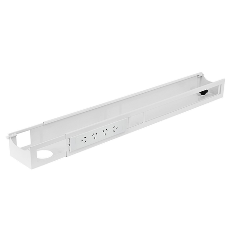 Desky Quad Frame Channel + Mounting Bracket - White / 4 Plugs