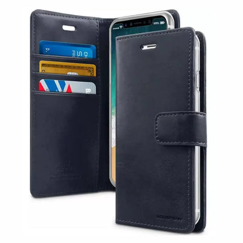 Goospery Blue Moon Diary Wallet Case, iPhone 14 Pro Max-Black