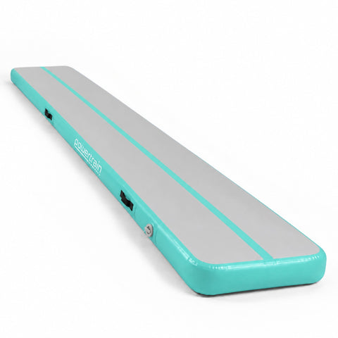Powertrain 8m x 1m x 20cm Air Track Inflatable Gymnastics Mat Tumbling (Grey Green)