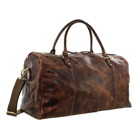 Pierre Cardin Leather Overnight Bag (Dark Cognac)