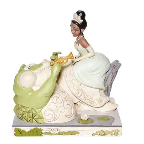 Jim Shore Disney Traditions - The Princess and The Frog Tiana and Louie - Bayou Beauty White Woodland