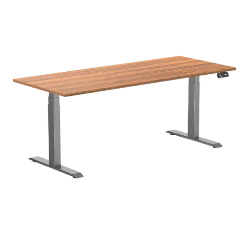 Desky Dual Melamine Sit Stand Desk 180cm Prime Oak Desktop and Space Grey Frame