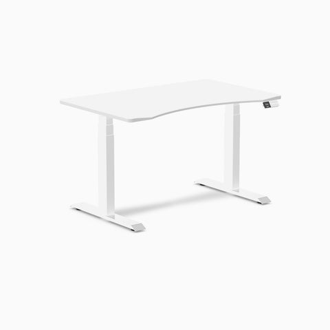 Desky Dual Ergo Edge Sit Stand Desk 120cm White Desktop and White Frame