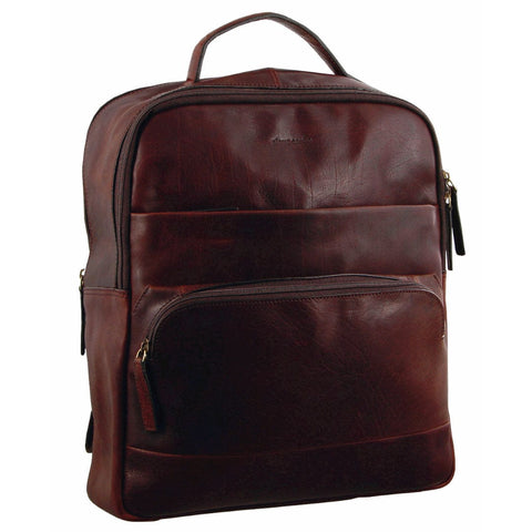 Pierre Cardin Rustic Leather Business Backpack/Computer Bag 30x36cm Chestnut