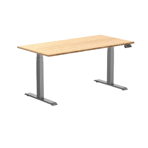 Desky Dual Bamboo Sit Stand Desk 150cm Bamboo Desktop and Space Grey Frame