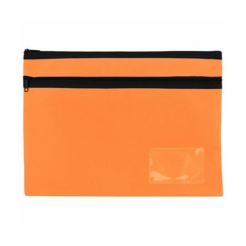 Celco Bright Pencil Case with 2 Zip (345x264mm) - Orange