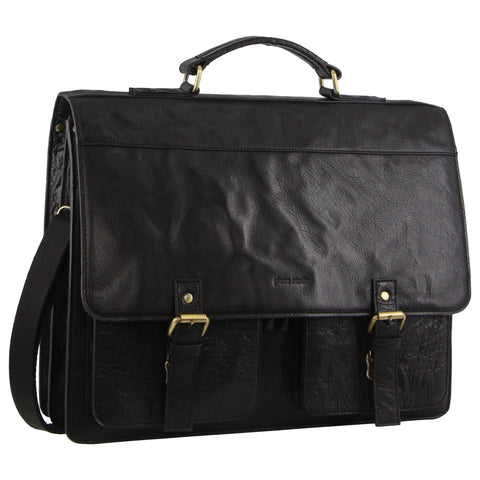 Pierre Cardin Men's Leather Business/Computer Shoulder Bag 39x31cm Black