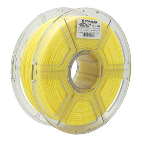 3D META Glow in the Dark PLA 3D Printing Filament - Yellow - Colour in Light