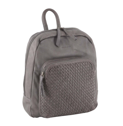 Pierre Cardin Womens Woven Soft Leather Backpack Bag Travel Designer - Sky Blue