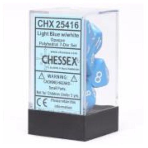 Chessex CHX 25416 Opaque Polyhedral Light Blue/white 7-Die Set