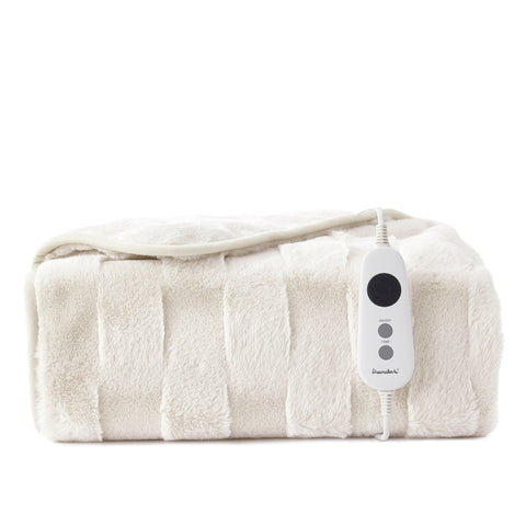 Dreamaker Faux Fur Heated Throw 130x160cm (Cream)