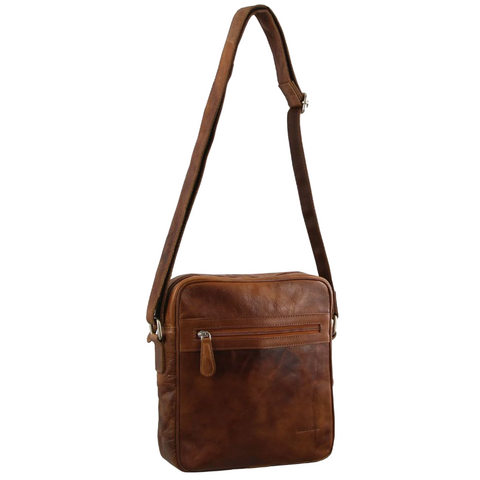 Pierre Cardin Mens Rustic Leather Tablet Shoulder Bag