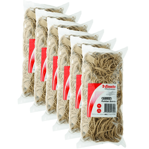 Esselte Rubber Bands Assorted Sizes 500g Bag Pack 6 Bulk