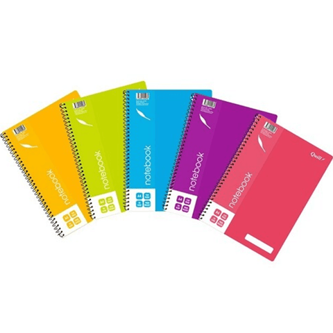 Quill Notebook 70GSM PP Cover 120 Pages A4 Assorted Colours Pack 5