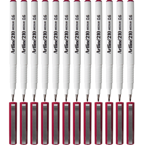 Artline Box 12 210 Fineline Pen 0.6mm (Magenta)