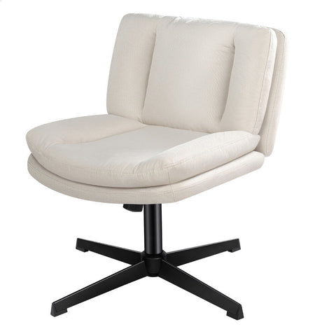 ALFORDSON Armless Office Desk Chair Mid Back Wide Seat Fabric (Beige)