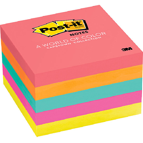 Post-It 654 Sticky Notes 76x76mm (Square Capetown Assorted) [Pack 5]