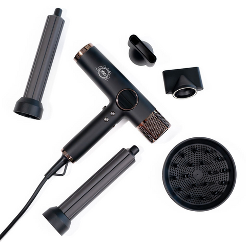 H2D 4-in-1 Xtreme Ionic Magnetic Hairdryer + Styler Styling Iron - Black