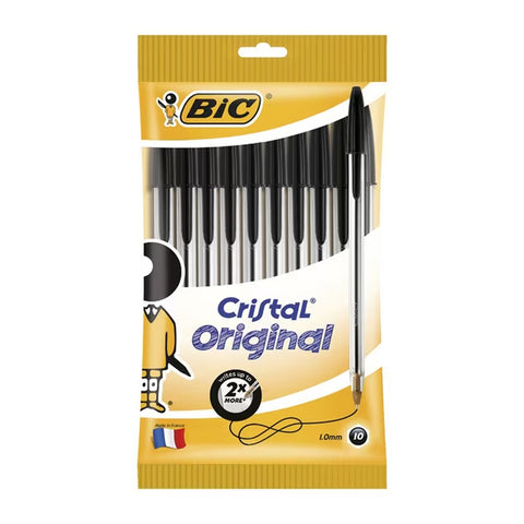 Bic Cristal Original Ballpoint Pen 1.0mm Nib - Black (10-Piece)