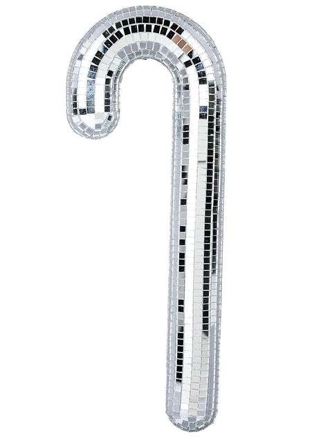 Christmas Warehouse - DECRH141 Whimsical Silver Mirror Ball Candy Cane Ornament | 26cm Silver