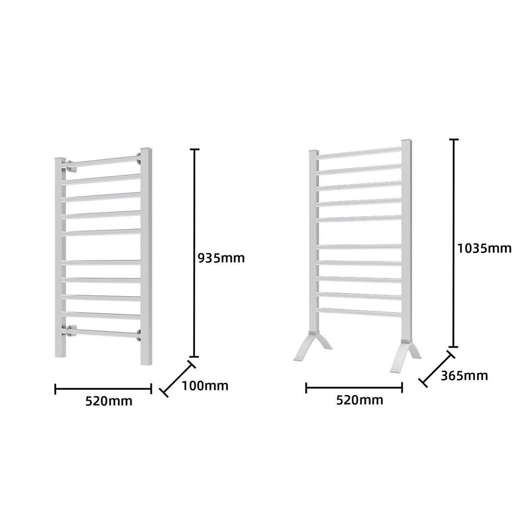 Pronti 160W Electric Heated Wall Mounted Towel Rack With Timer (Silver ...