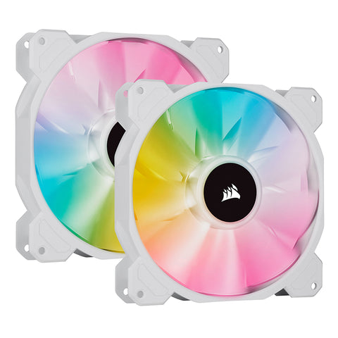 Corsair iCUE SP140 140mm RGB Elite PWM Fan - Dual Fan Kit with Lighting Node CORE  (White ) (CO-9050139-WW)