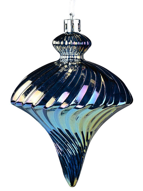 Christmas Warehouse - DECRH072 Iridescent Lustrous Signature Metallic Textured Onion Finial Drop | 11cm Rainbow-Like Iridescence