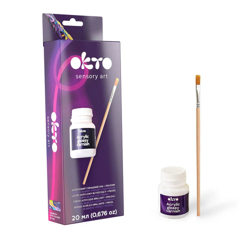 Okto Acrylic Glossy Varnish 20ml and Paint Brush