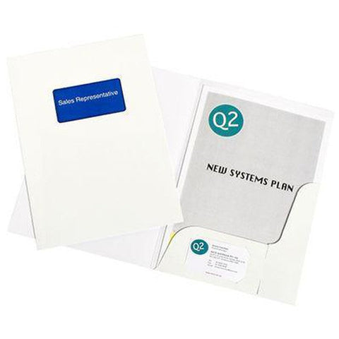 Marbig Presentation Folders A4 Gloss White Pack 50