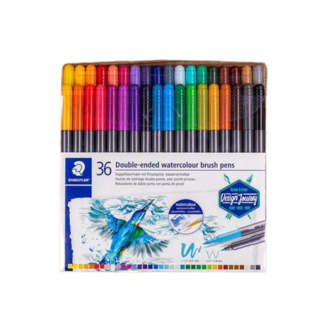Staedtler Design Journey Double-ended Watercolour Brush Pens, Assorted Colours, 36Pk
