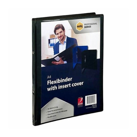 ESSELTE Marbig Flexi Binder with Clear Cover A4 2R 20mm - Black