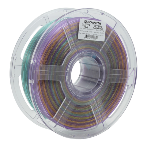 3D META Glitter PLA 3D Printing Filament - Crystal Rainbow