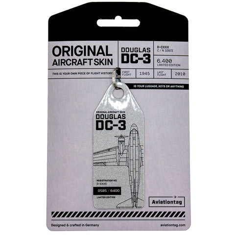 Boyle Aviationtag Keychain Douglas DC-3 Candy Bomber Tag 14.5cm (Silver)