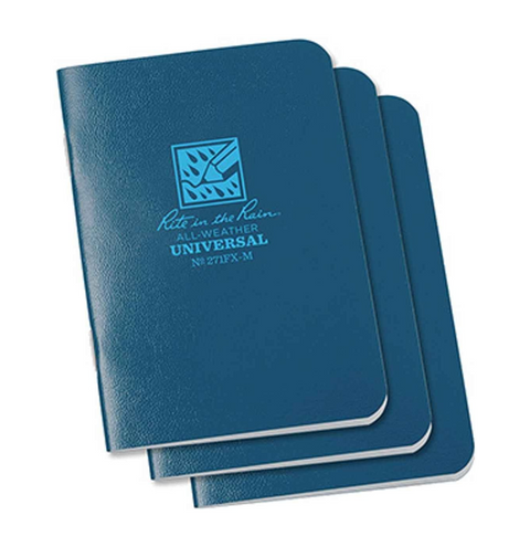 Rite in the Rain | Mini Stapled 3.25 x 4.625 Field Flex Notebook - Universal - 3 Pack - Blue - 3 Pack
